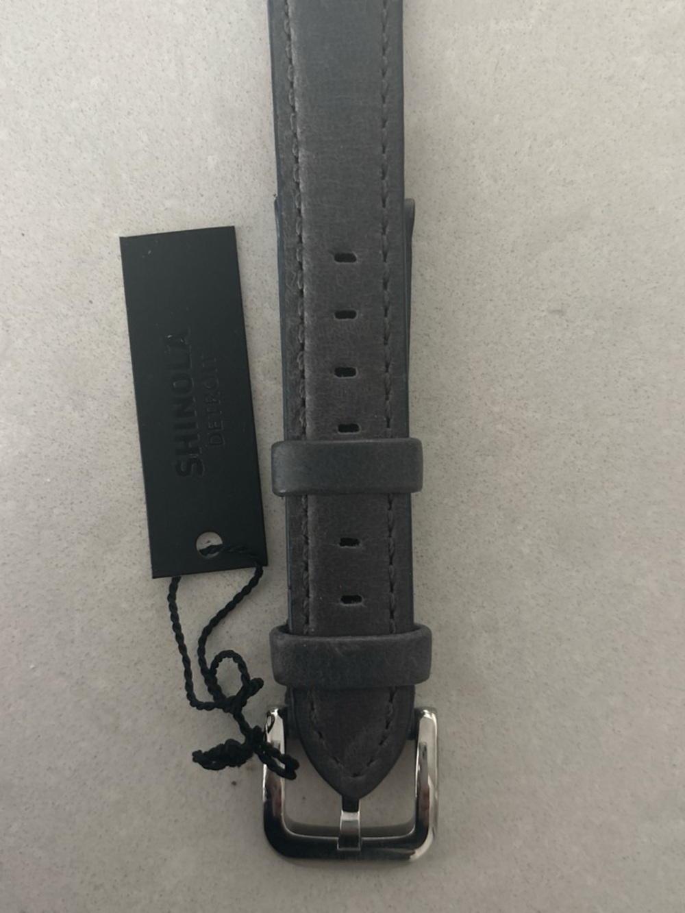 NWT Shinola Gray Leather Watch Strap with Silver Buckle